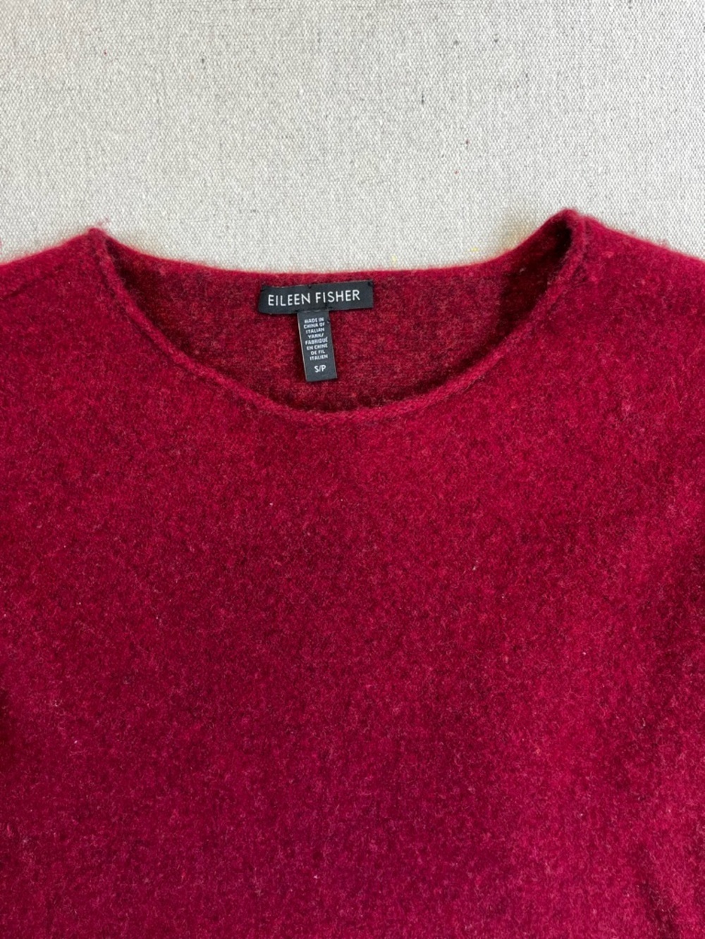 Eileen Fisher Red Cashmere Blend Sweater Women’s Small Crew Neck - Picture 3 of 9